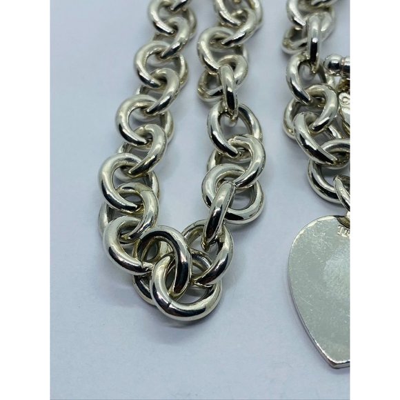Tiffany & Co Sterling Silver Toggle Heart Tag Blank Heart Necklace 15.75" - Picture 3 of 14